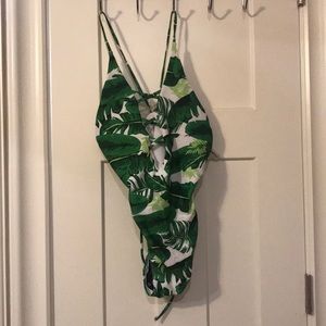 Zaful one piece palm bathing suit